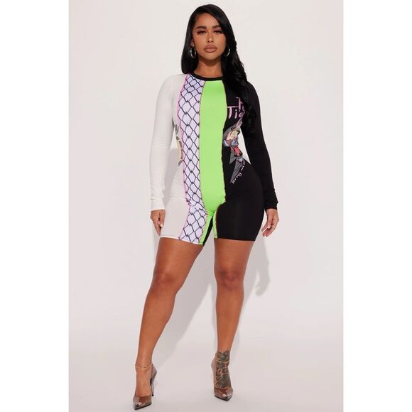 FASHION NOVA NWT Long Sleeve Mixed Prints Romper XL - Picture 8 of 8